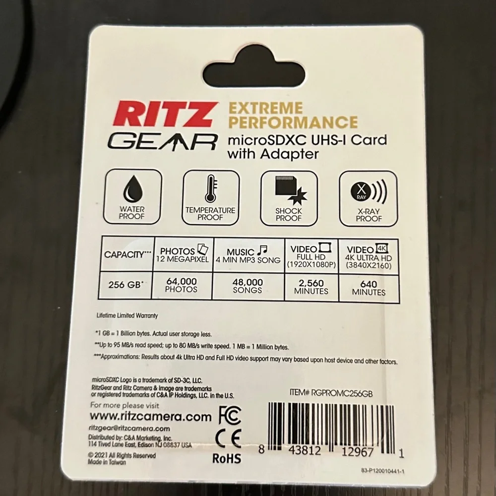 RITZ GEAR 256 GB Micro SD CARD